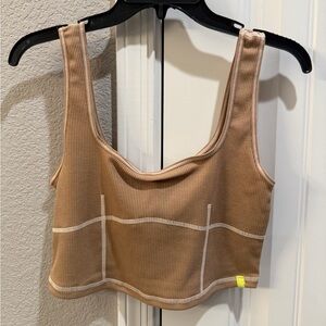 Dillards GB Ribbed Crop Tank Top in Camel